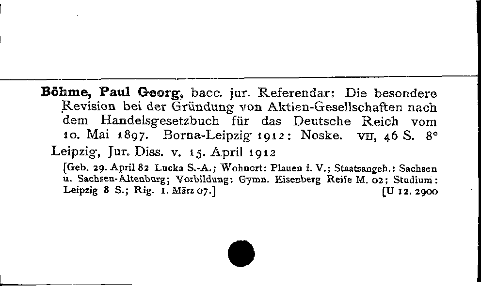 [Katalogkarte Dissertationenkatalog bis 1980]