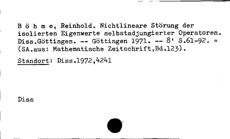 [Katalogkarte Dissertationenkatalog bis 1980]