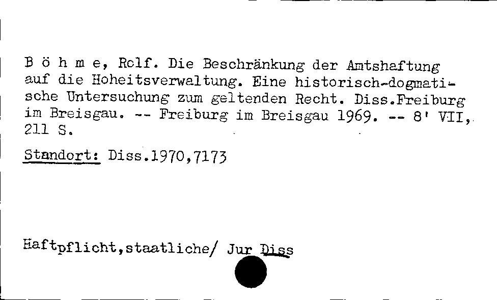 [Katalogkarte Dissertationenkatalog bis 1980]