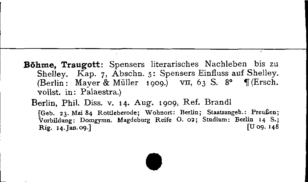 [Katalogkarte Dissertationenkatalog bis 1980]