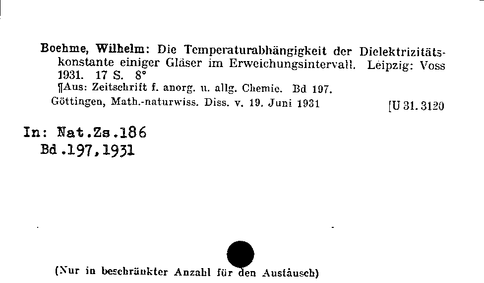 [Katalogkarte Dissertationenkatalog bis 1980]