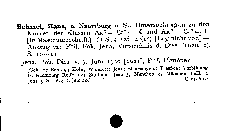 [Katalogkarte Dissertationenkatalog bis 1980]