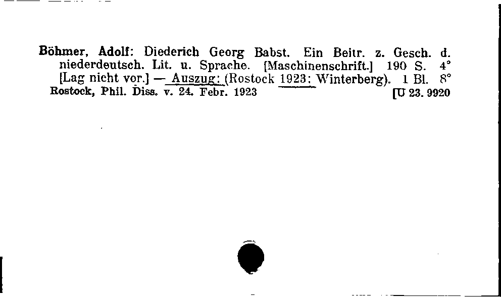 [Katalogkarte Dissertationenkatalog bis 1980]