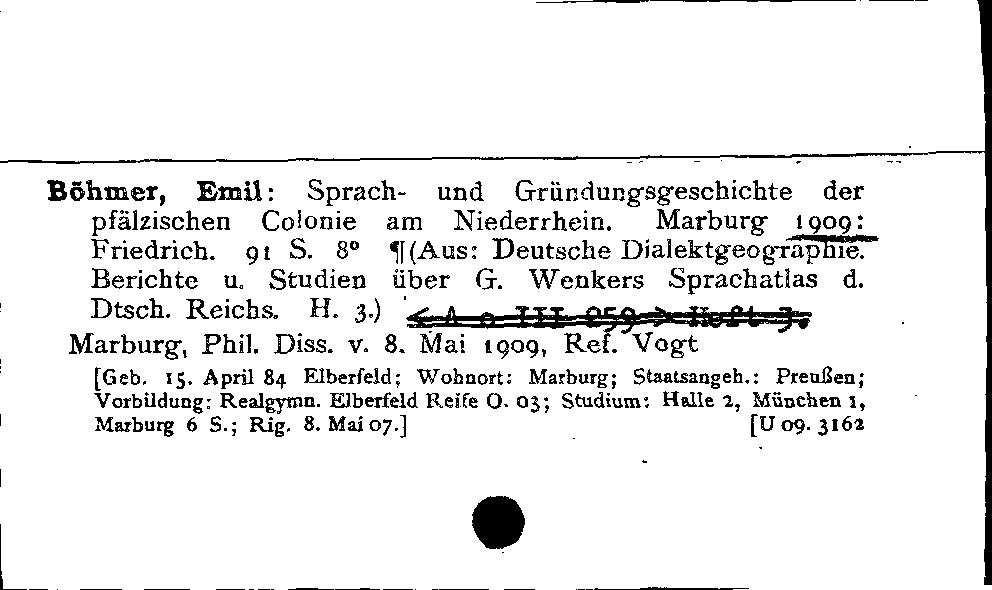 [Katalogkarte Dissertationenkatalog bis 1980]