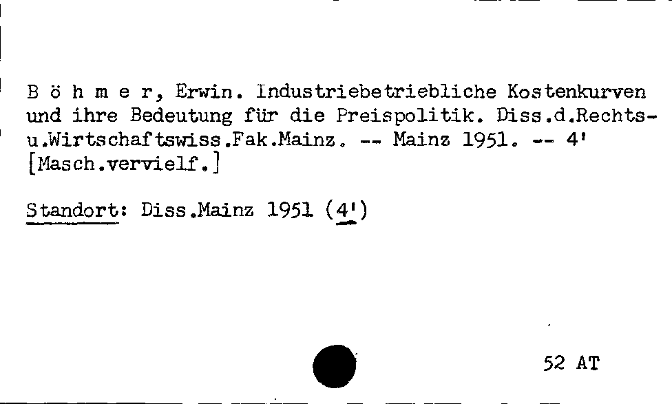 [Katalogkarte Dissertationenkatalog bis 1980]