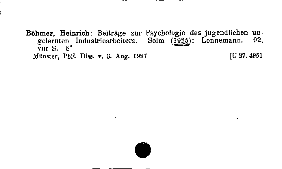 [Katalogkarte Dissertationenkatalog bis 1980]