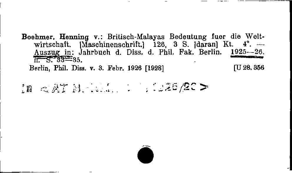 [Katalogkarte Dissertationenkatalog bis 1980]