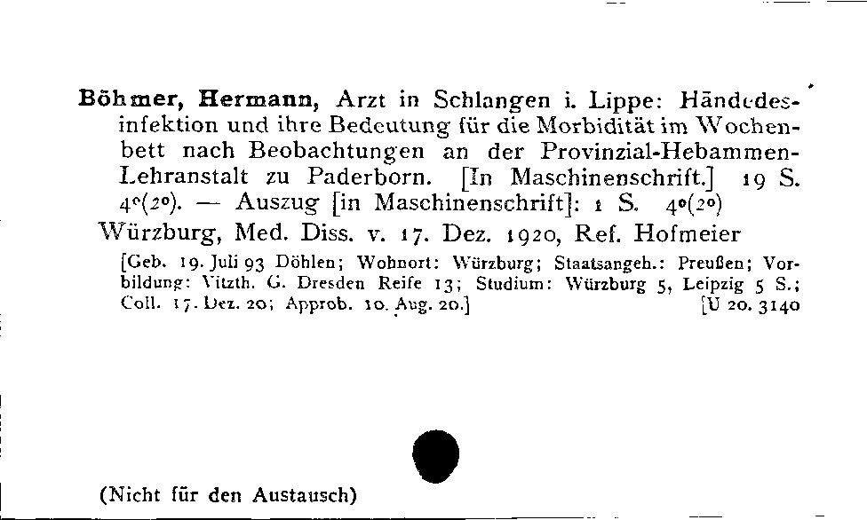 [Katalogkarte Dissertationenkatalog bis 1980]