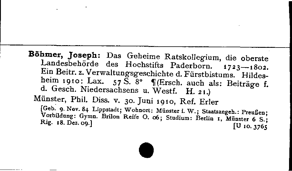 [Katalogkarte Dissertationenkatalog bis 1980]