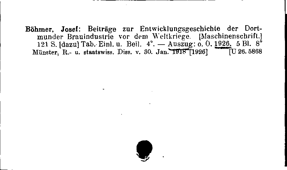 [Katalogkarte Dissertationenkatalog bis 1980]