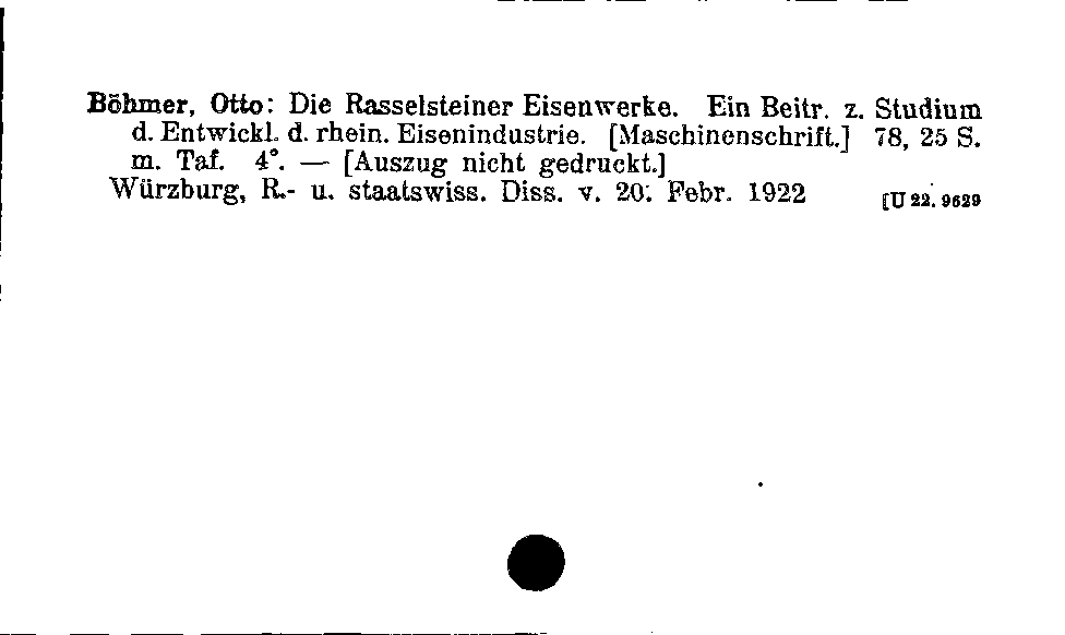 [Katalogkarte Dissertationenkatalog bis 1980]