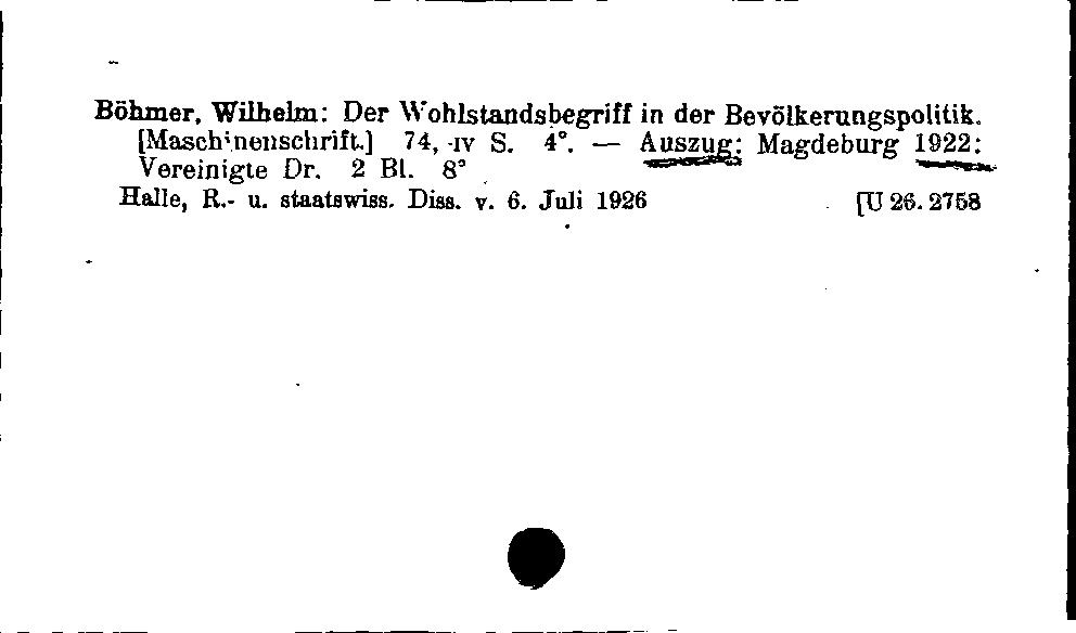 [Katalogkarte Dissertationenkatalog bis 1980]