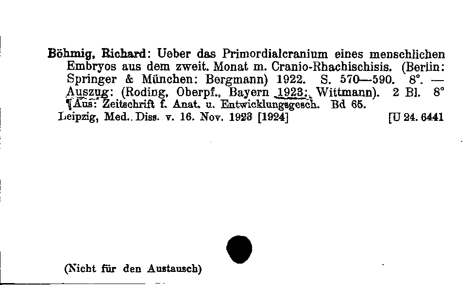 [Katalogkarte Dissertationenkatalog bis 1980]