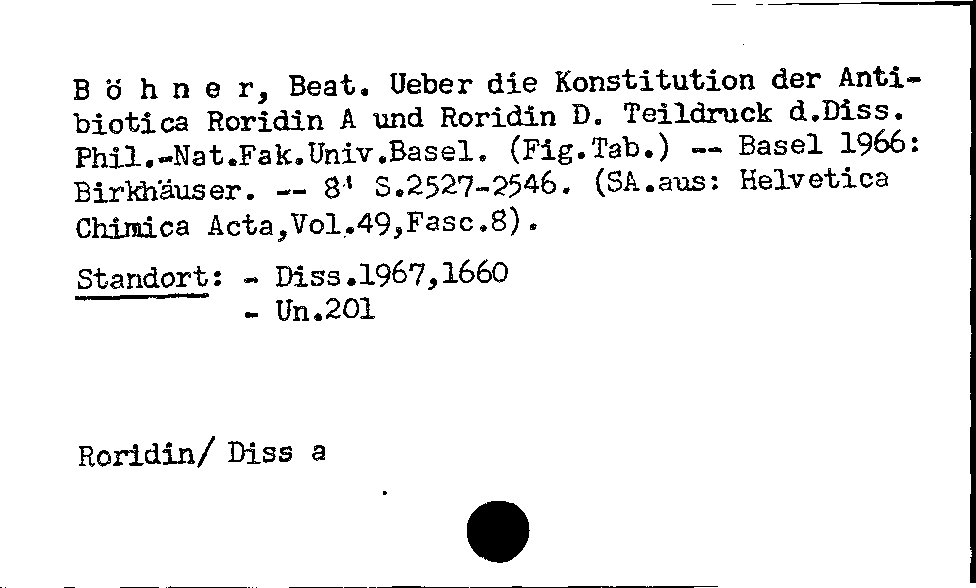 [Katalogkarte Dissertationenkatalog bis 1980]