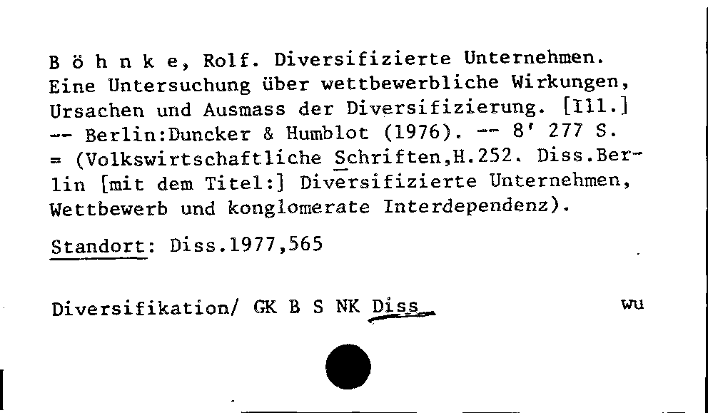 [Katalogkarte Dissertationenkatalog bis 1980]