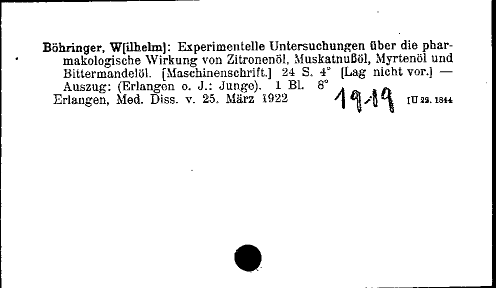 [Katalogkarte Dissertationenkatalog bis 1980]