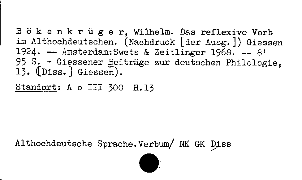 [Katalogkarte Dissertationenkatalog bis 1980]