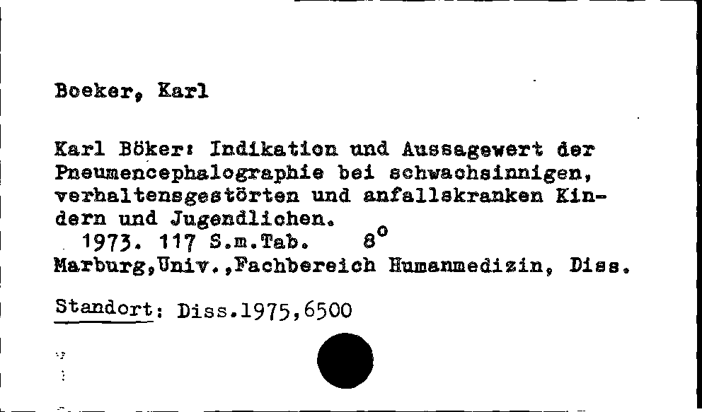 [Katalogkarte Dissertationenkatalog bis 1980]