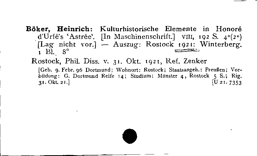 [Katalogkarte Dissertationenkatalog bis 1980]