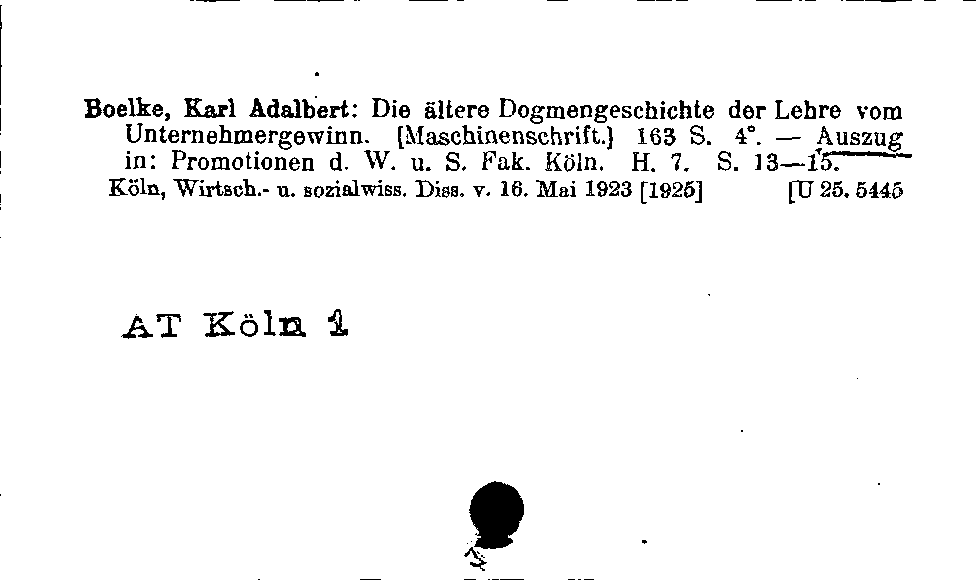 [Katalogkarte Dissertationenkatalog bis 1980]