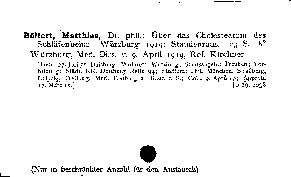 [Katalogkarte Dissertationenkatalog bis 1980]