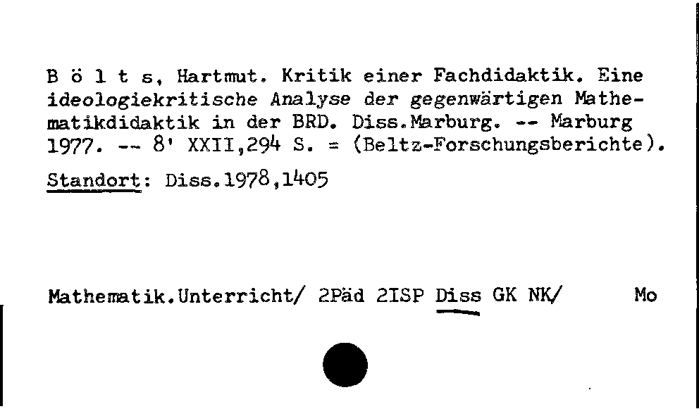 [Katalogkarte Dissertationenkatalog bis 1980]