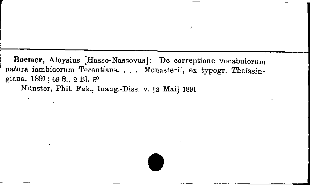 [Katalogkarte Dissertationenkatalog bis 1980]