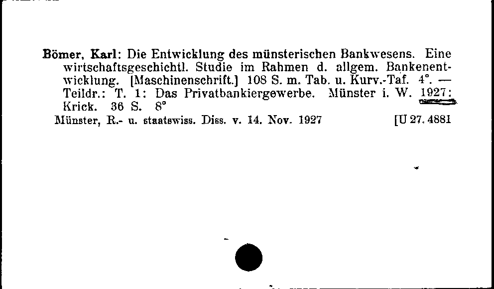 [Katalogkarte Dissertationenkatalog bis 1980]