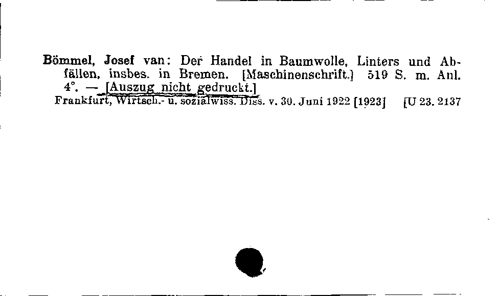 [Katalogkarte Dissertationenkatalog bis 1980]