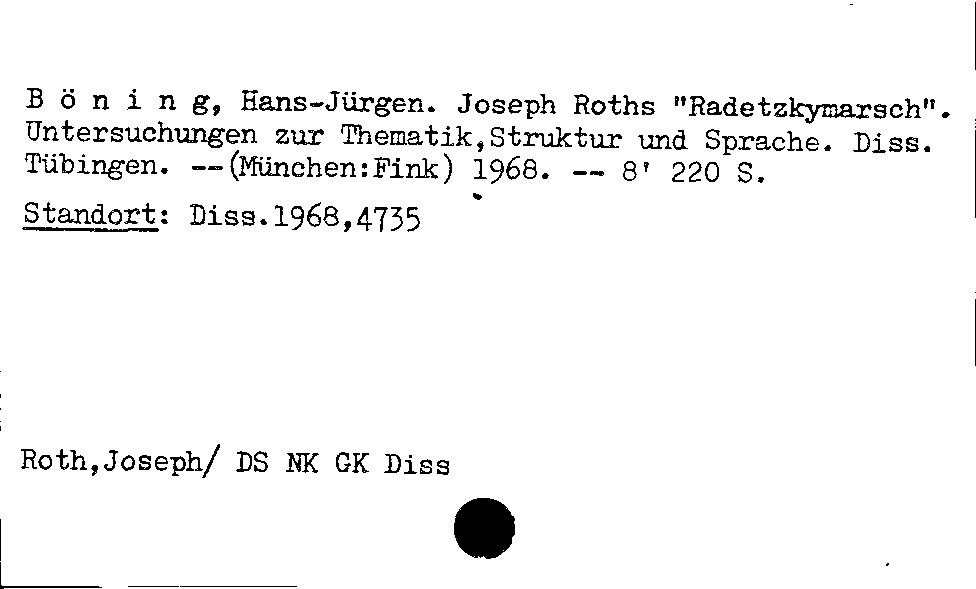 [Katalogkarte Dissertationenkatalog bis 1980]