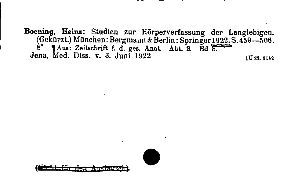 [Katalogkarte Dissertationenkatalog bis 1980]