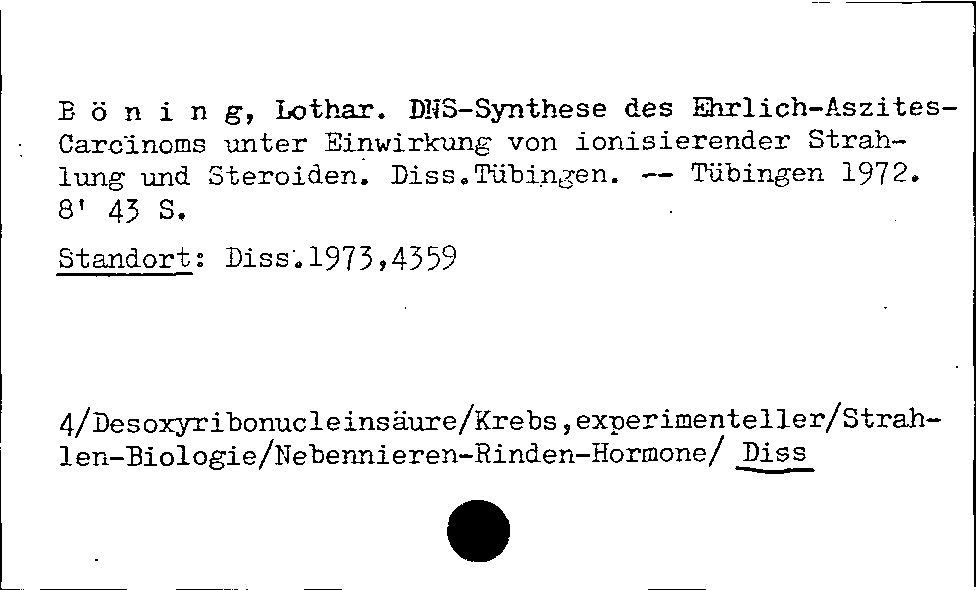 [Katalogkarte Dissertationenkatalog bis 1980]