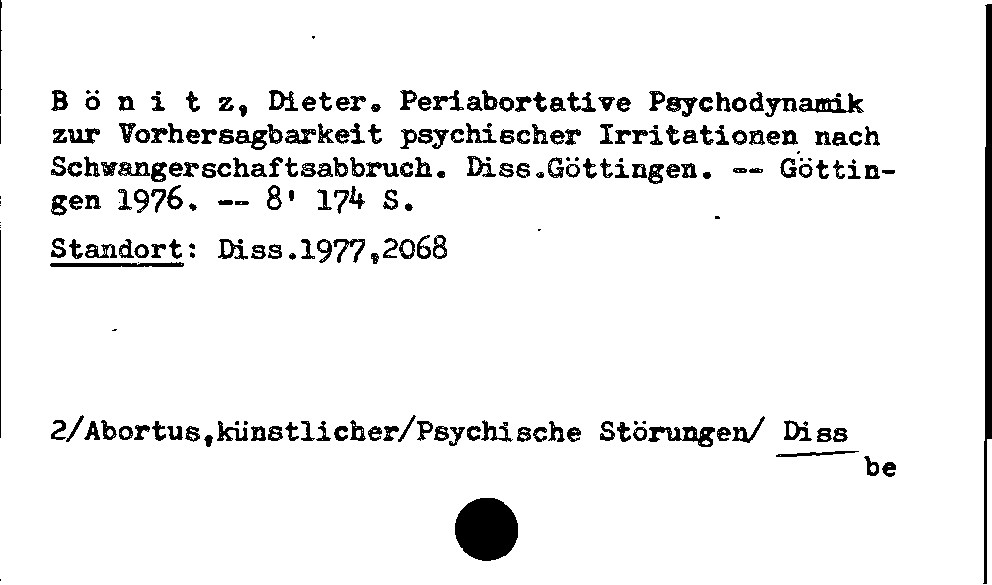 [Katalogkarte Dissertationenkatalog bis 1980]