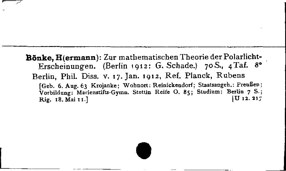 [Katalogkarte Dissertationenkatalog bis 1980]