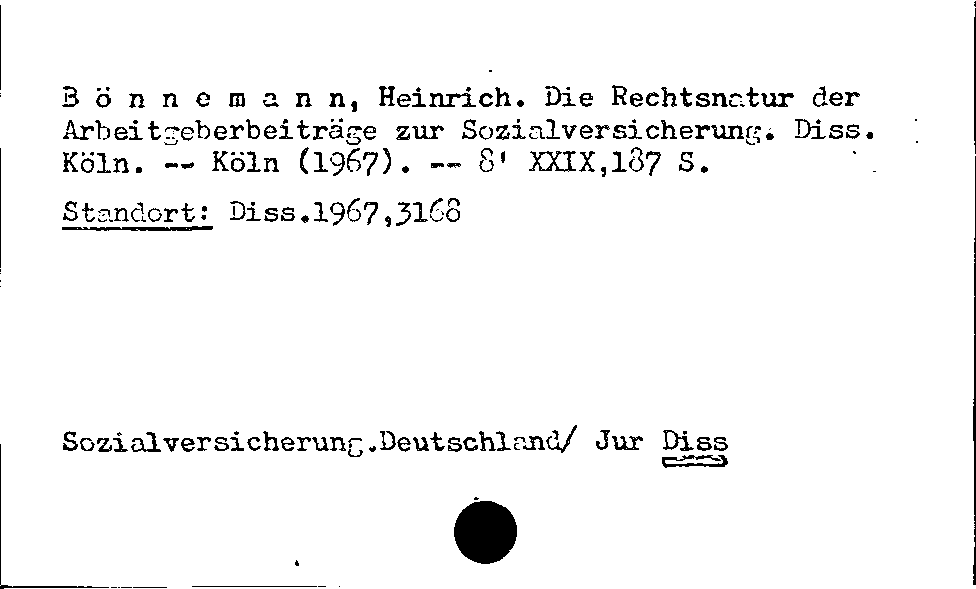 [Katalogkarte Dissertationenkatalog bis 1980]