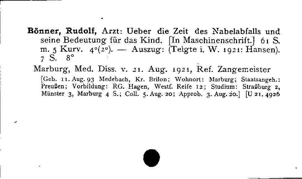 [Katalogkarte Dissertationenkatalog bis 1980]