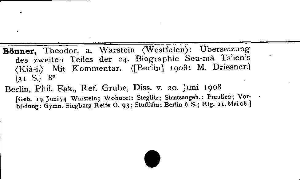 [Katalogkarte Dissertationenkatalog bis 1980]