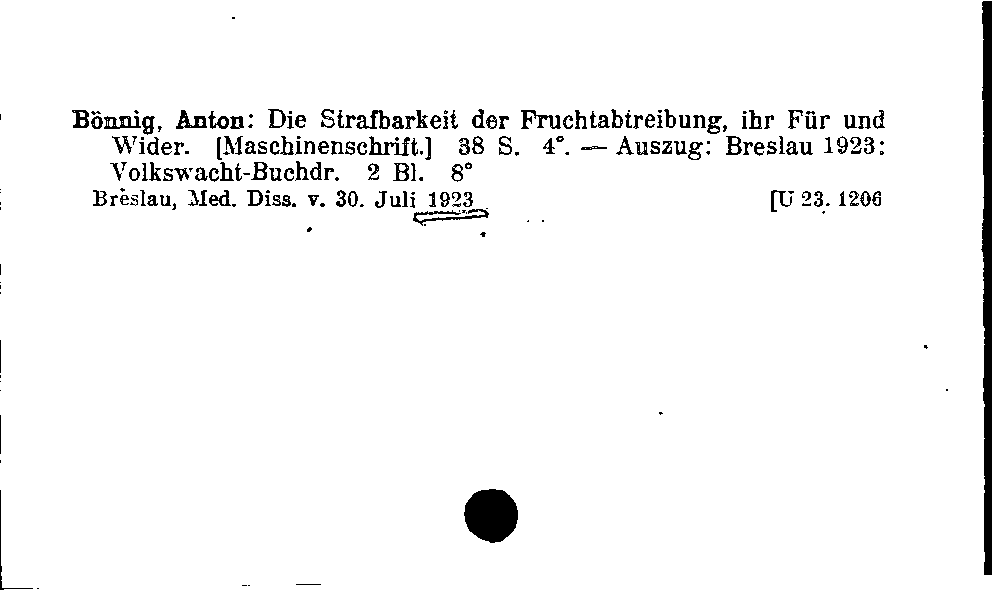 [Katalogkarte Dissertationenkatalog bis 1980]