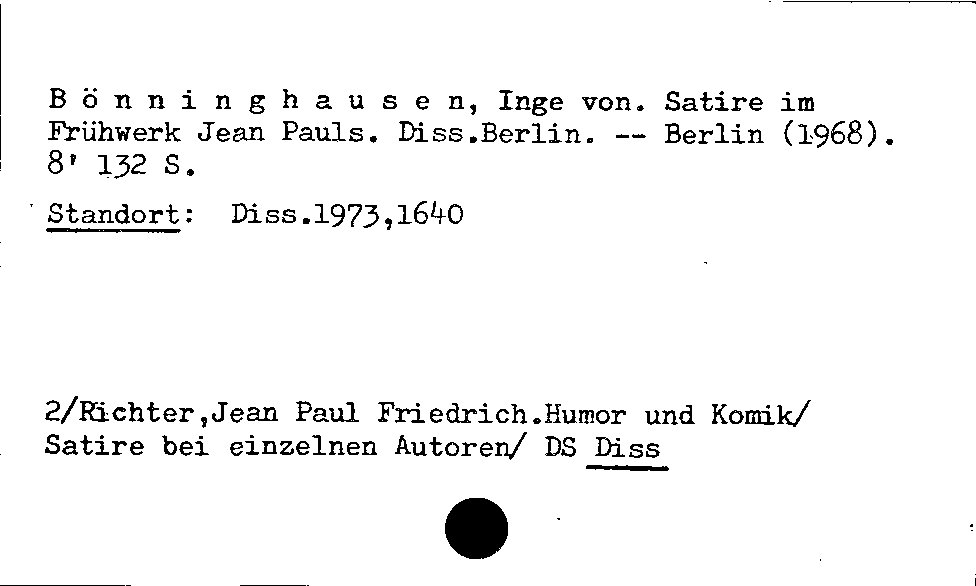 [Katalogkarte Dissertationenkatalog bis 1980]