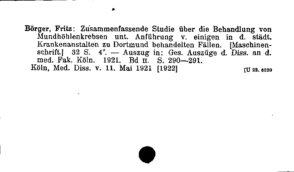 [Katalogkarte Dissertationenkatalog bis 1980]