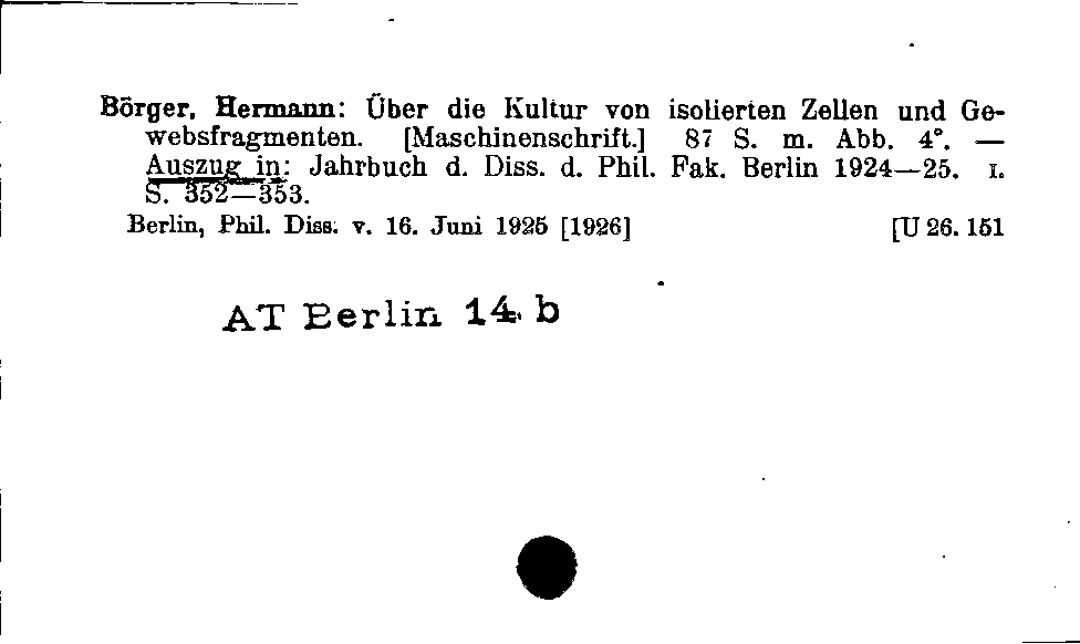 [Katalogkarte Dissertationenkatalog bis 1980]