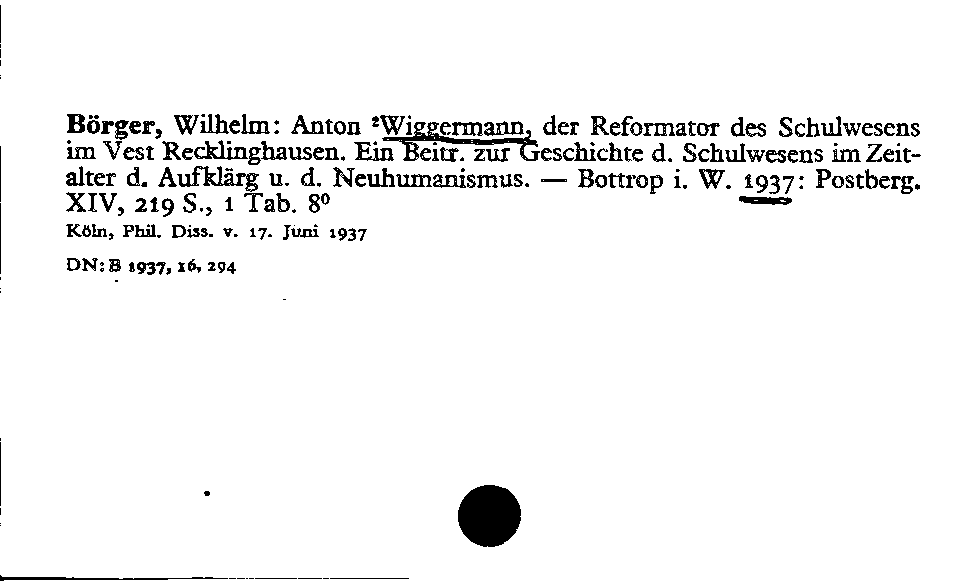 [Katalogkarte Dissertationenkatalog bis 1980]