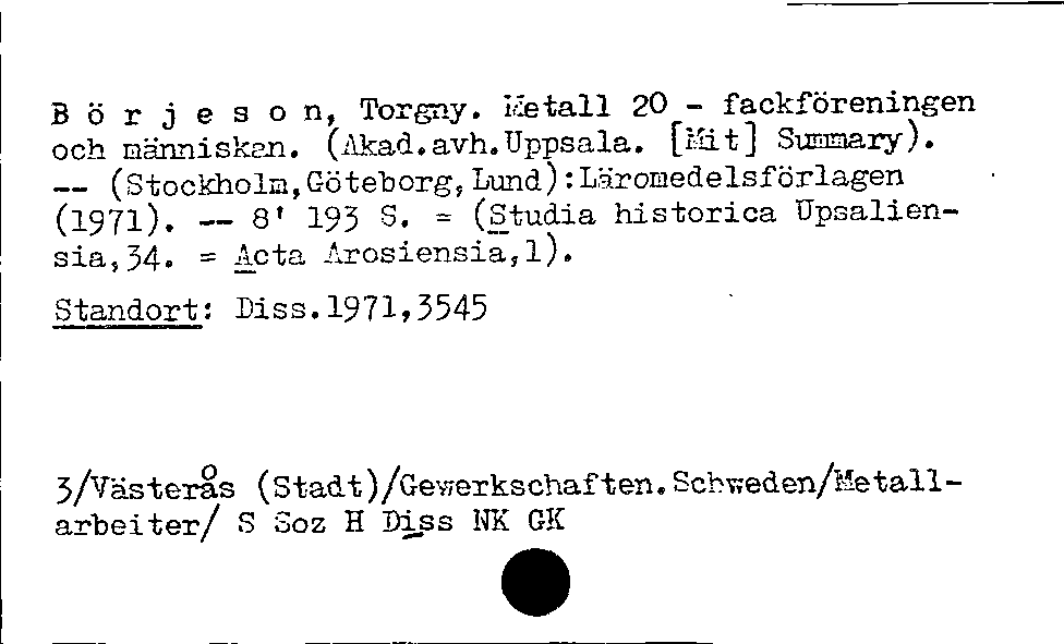 [Katalogkarte Dissertationenkatalog bis 1980]