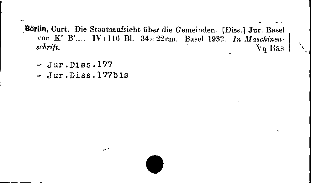 [Katalogkarte Dissertationenkatalog bis 1980]