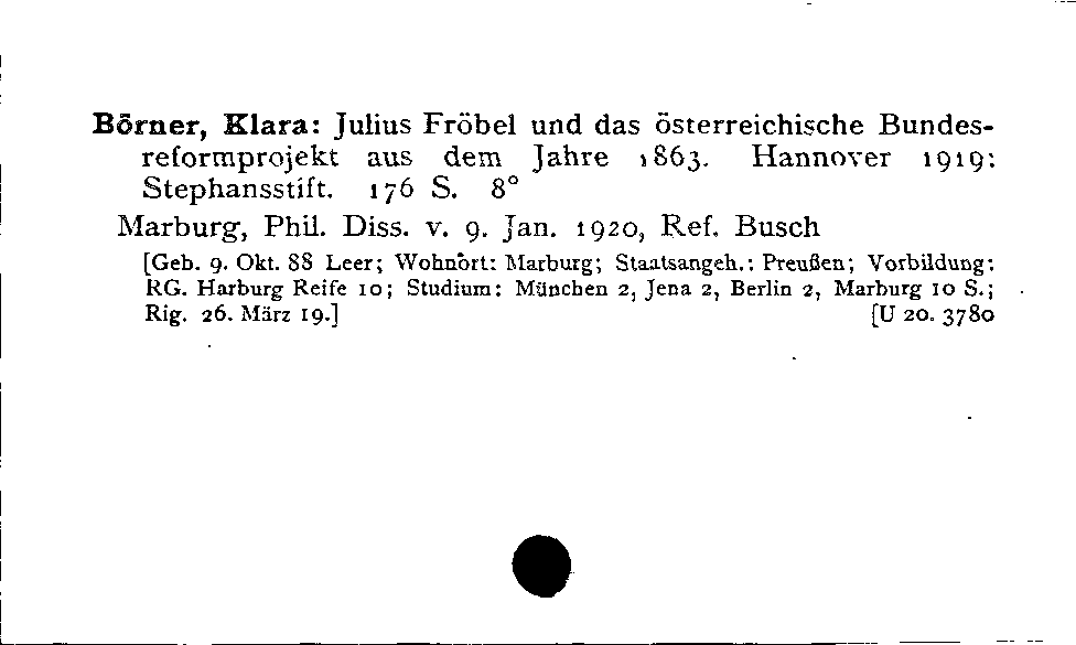 [Katalogkarte Dissertationenkatalog bis 1980]