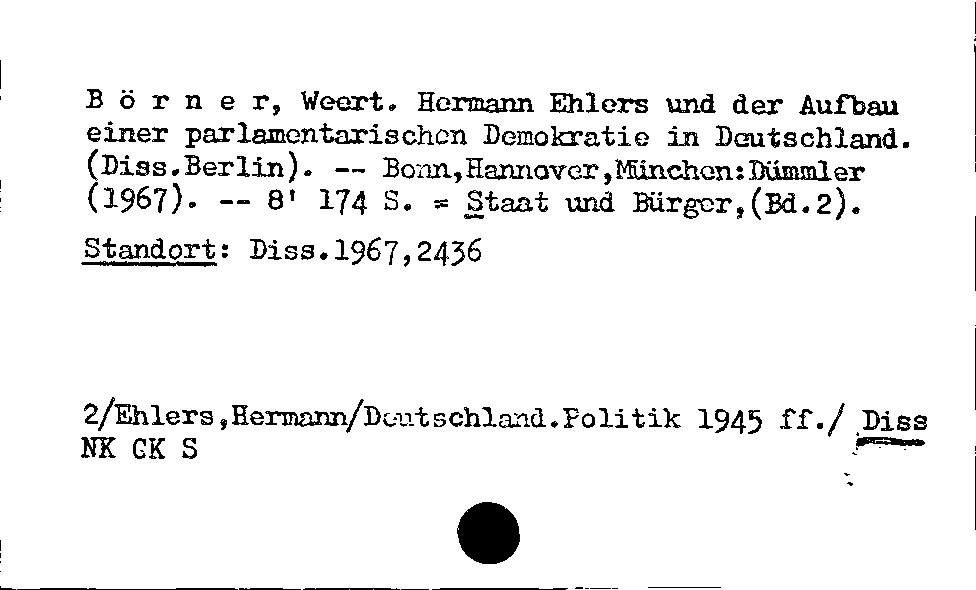 [Katalogkarte Dissertationenkatalog bis 1980]