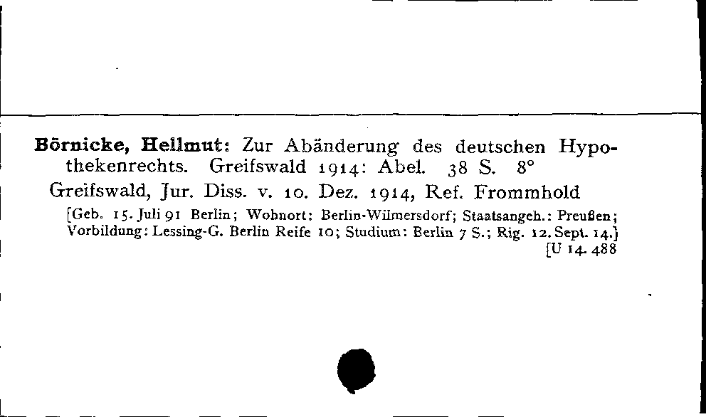 [Katalogkarte Dissertationenkatalog bis 1980]