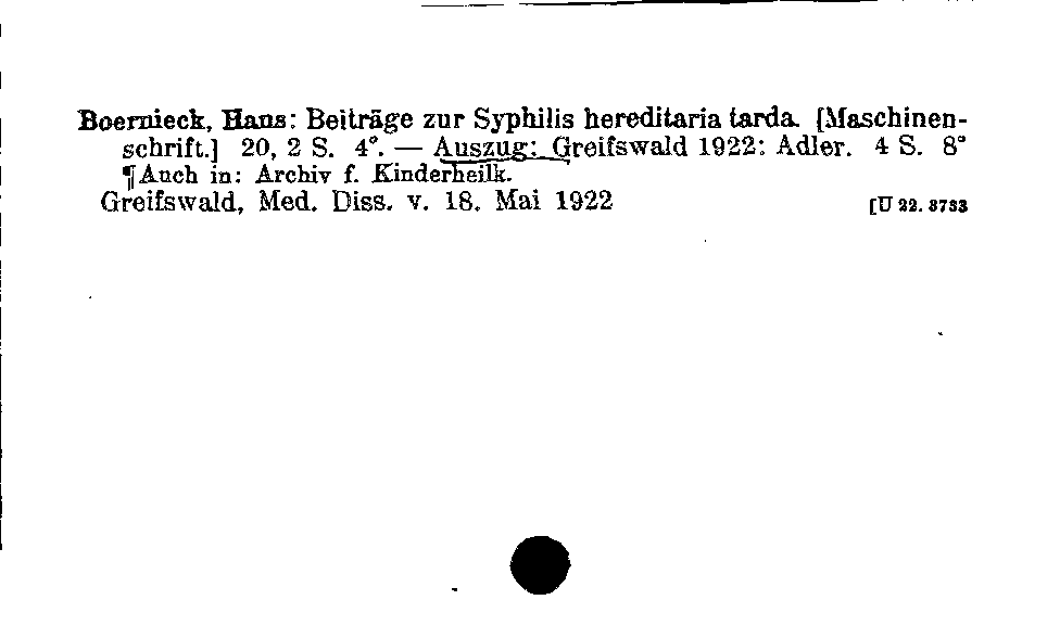 [Katalogkarte Dissertationenkatalog bis 1980]