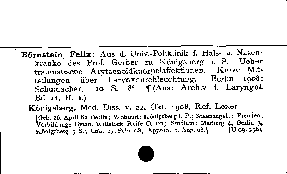 [Katalogkarte Dissertationenkatalog bis 1980]