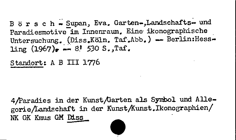 [Katalogkarte Dissertationenkatalog bis 1980]